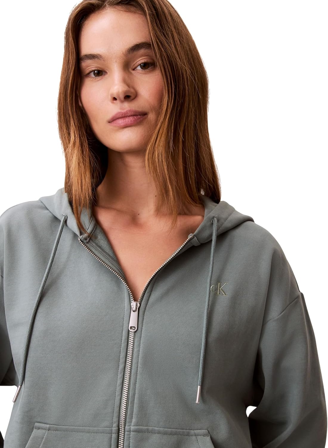Detalle de Calvin Klein Donna Felpa con Zip Archive Logo