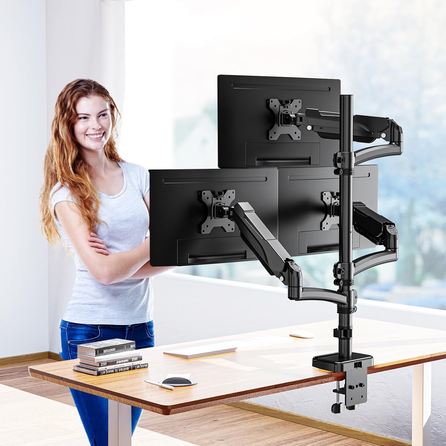 Thumbnail 6 de MOUNTUP Monitor-Halterung für 3 Monitore EU6013A (bis 32"), dreifacher Monitorarm mit Höhenverstellung