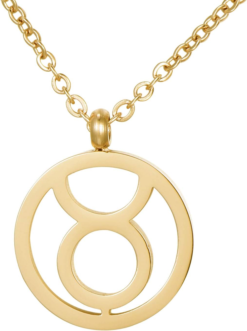 Detalle de Collana Morella da donna in acciaio inox oro con ciondolo segno zodiacale, in sacchetto di velluto