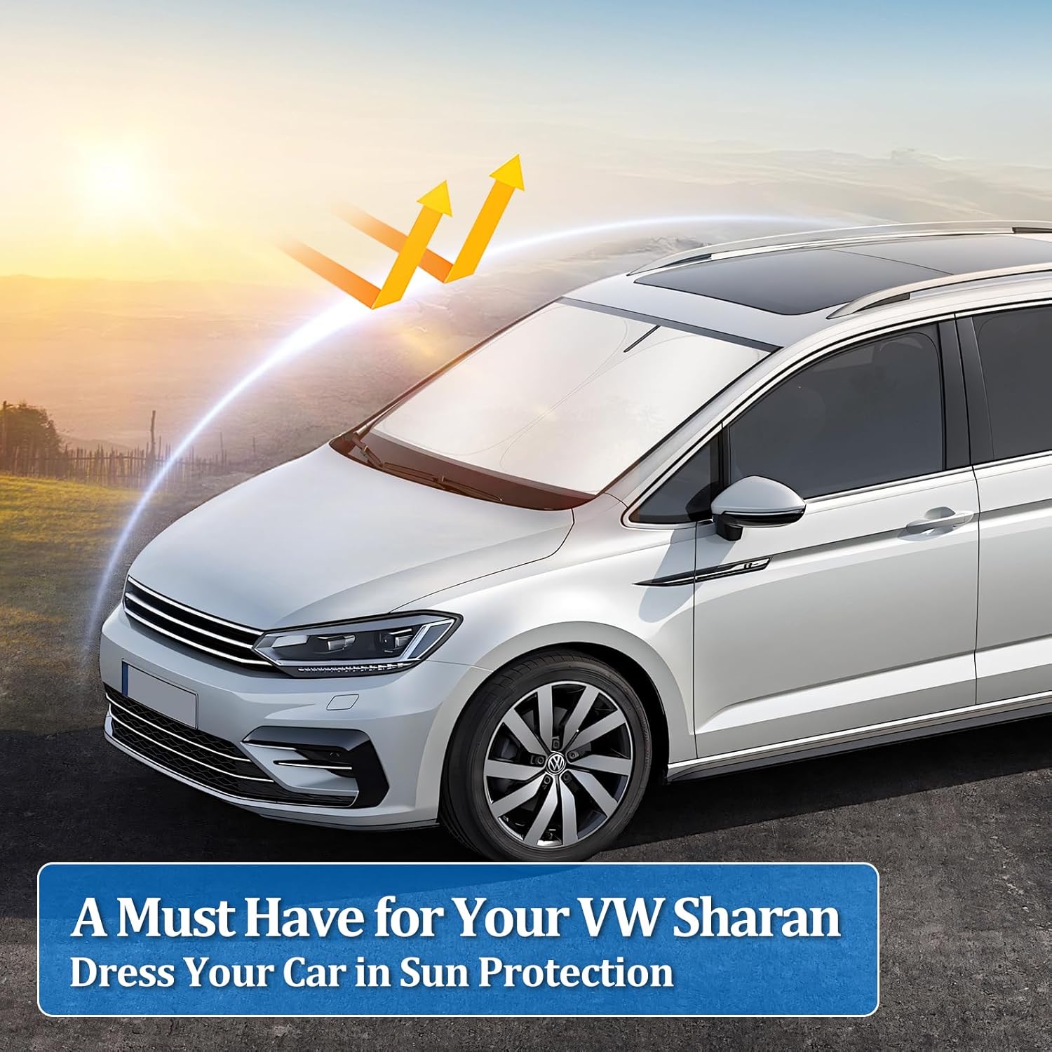 Thumbnail 1 de ZATOOTO Sonnenschutz Auto Frontscheibe Custom Fit für VW Sharan (2010–2020) – faltbarer Windschutzscheiben-Schutz