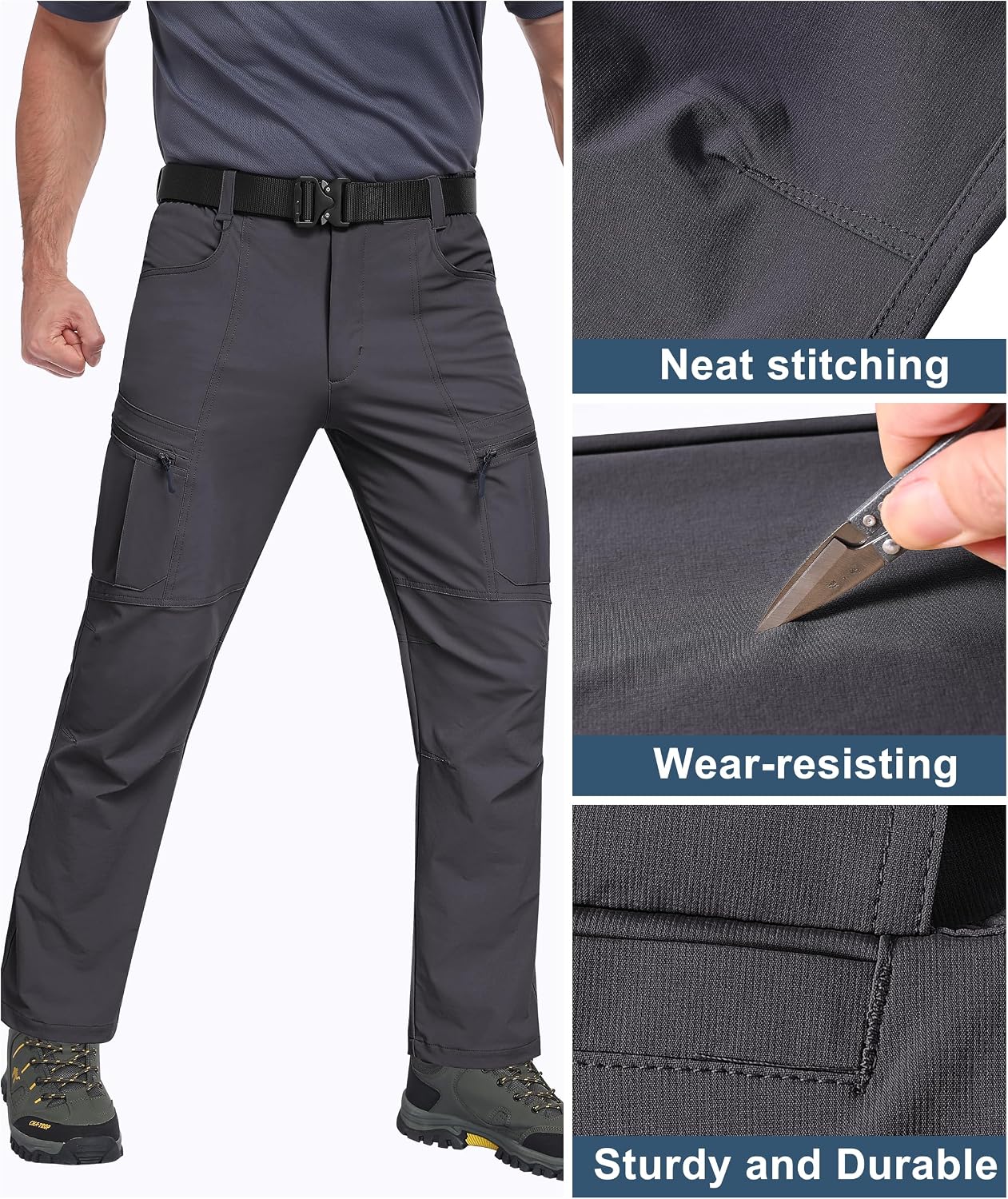 Detalle de Mens Hiking Pants Waterproof Cargo Work Pants with 6 Pockets