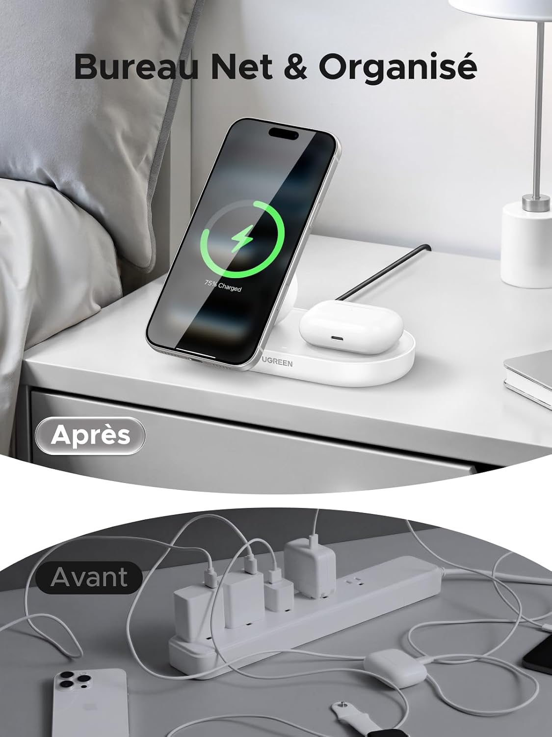 Thumbnail 6 de UGREEN Zapix Chargeur induction iPhone Qi2 25W 2-en-1 (compatible MagSafe) pour iPhone & AirPods