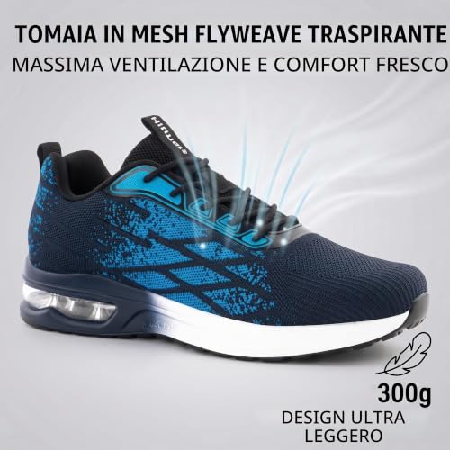 Detalle de Hitmars Scarpa Running Uomo - Sneakers sportive leggera, traspirante e ammortizzata (Blu, 42)