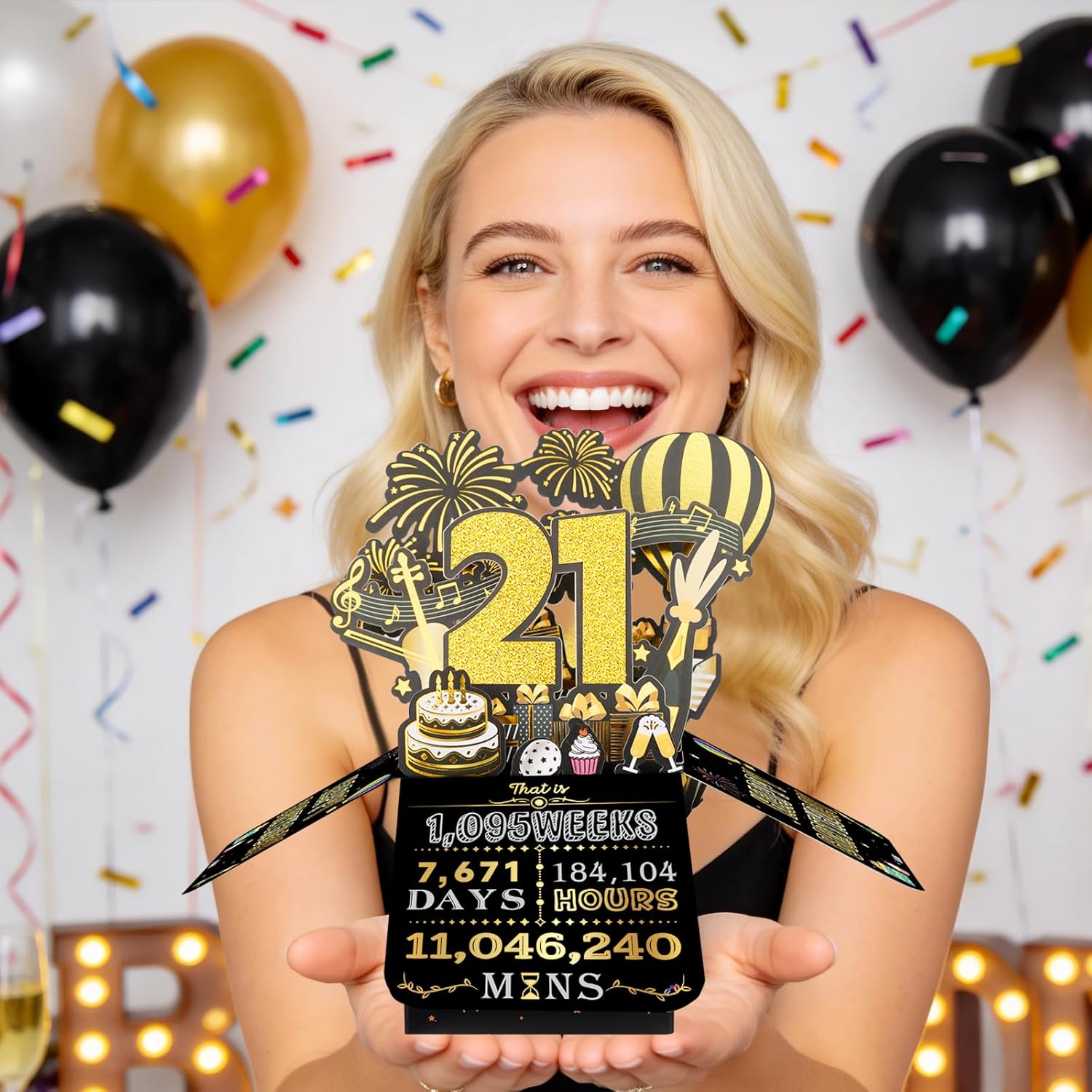 Thumbnail 5 de 18th Birthday Pop Up Card in Black & Gold – 3D Greeting for Him or Her