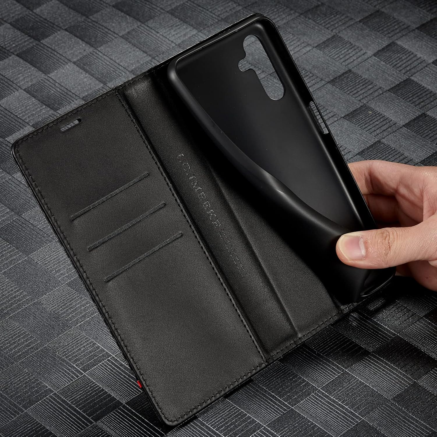 Detalle de ZTOFERA Wallet Case for Samsung Galaxy A55 5G: Carbon Fibre Flip with Card Holder and Magnetic Closure