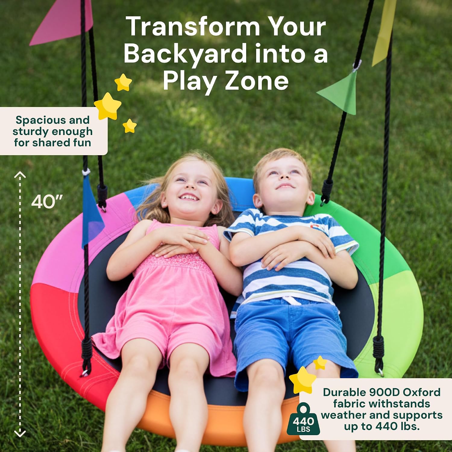 Detalle 2 de PLAYVIBE 40" Saucer Swing 440 lb Capacity