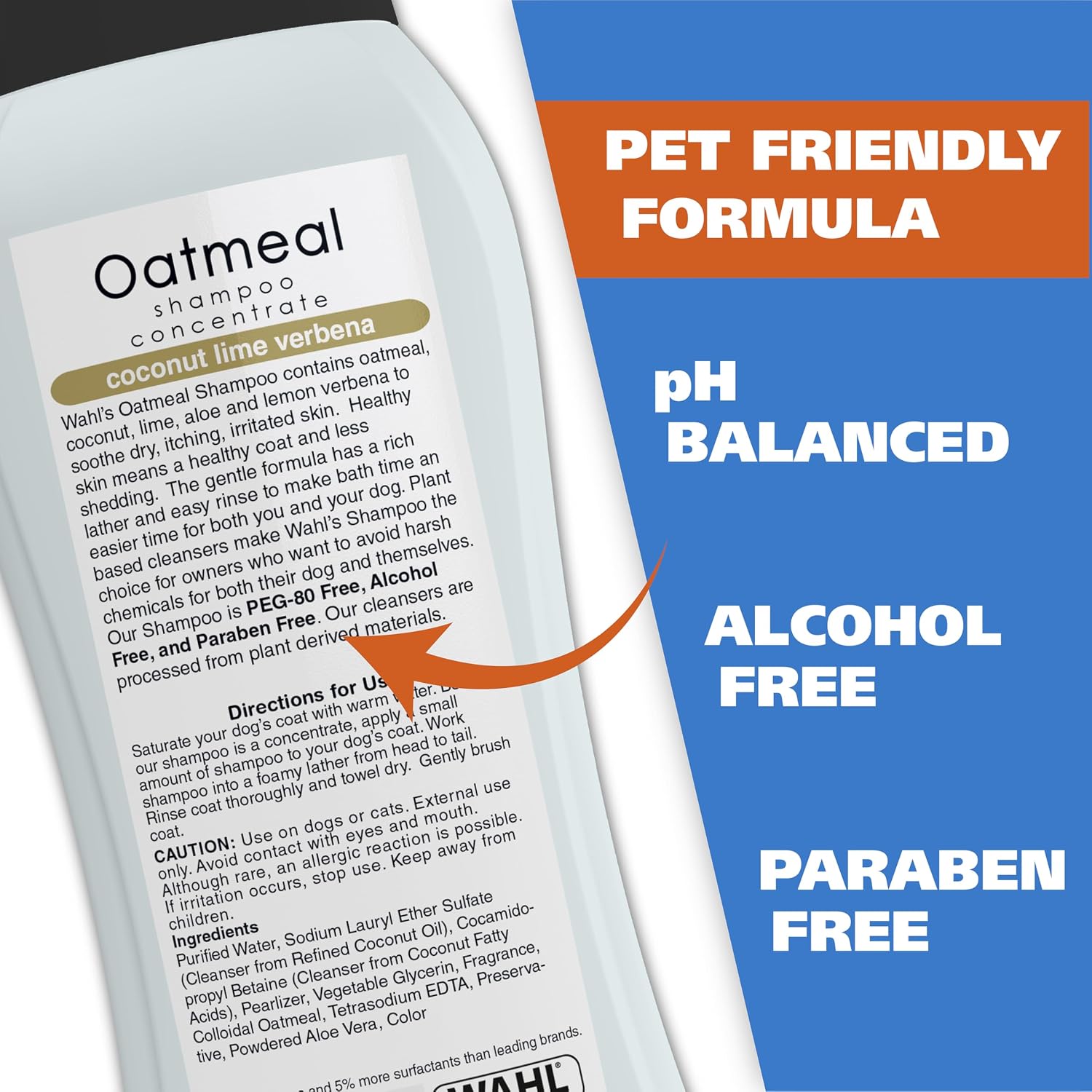 Detalle de Wahl USA Dry Skin & Itch Relief Dog Shampoo – Oatmeal Formula, Coconut Lime Verbena, 24 Oz (Model 820004A)