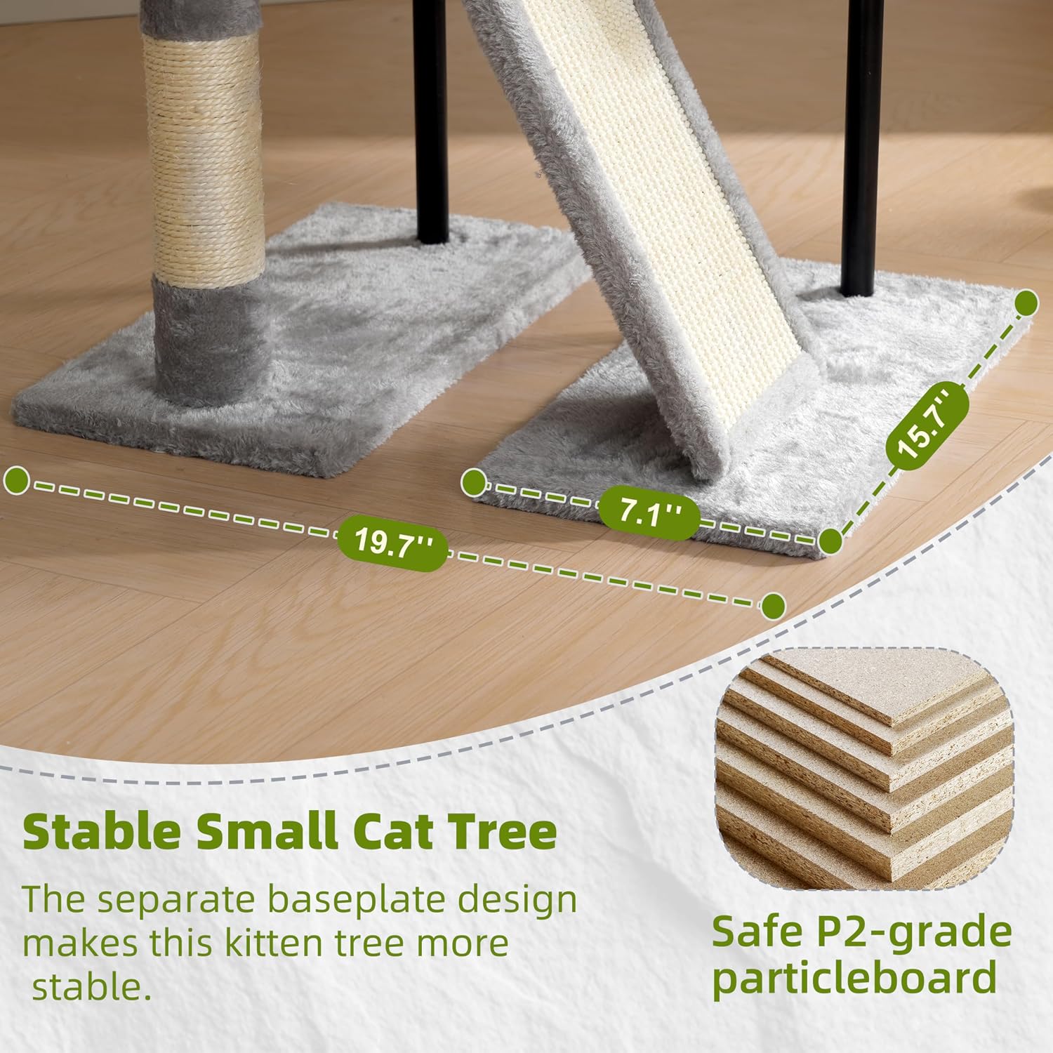 Detalle 2 de Gitelsnour GCT006SW Cat Tree for Kittens, 4 Levels, Basket and Hanging Toys