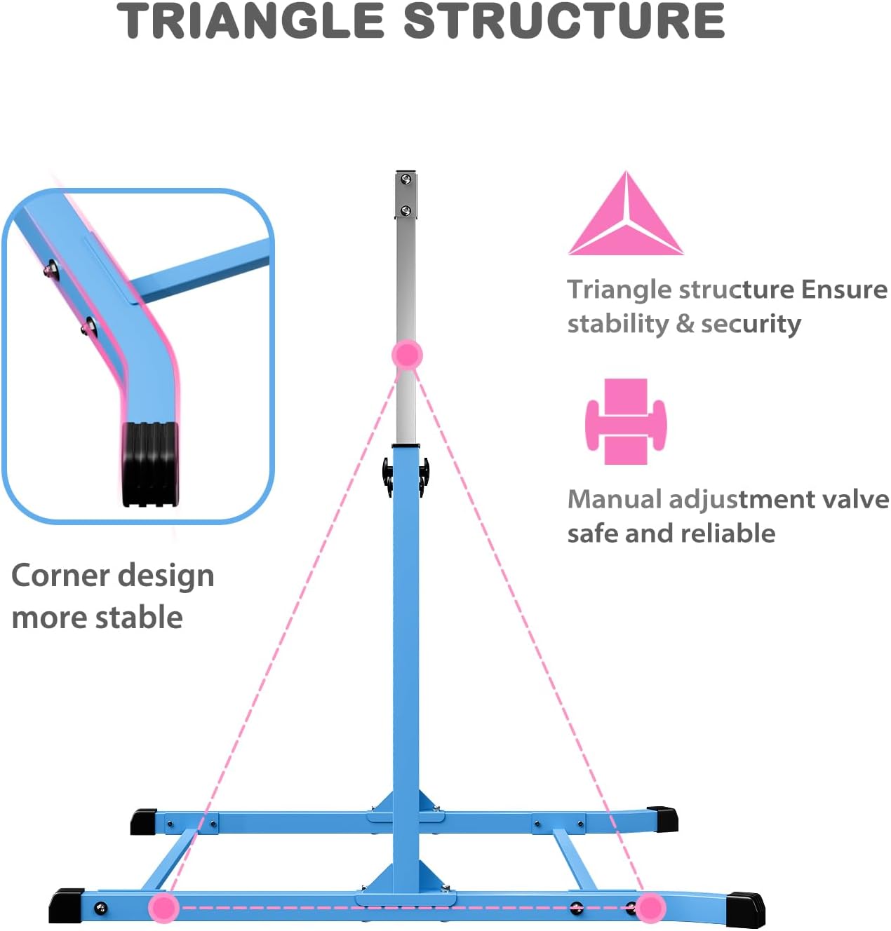Thumbnail 4 de Mosebears Adjustable Steel Gymnastics Bar for Kids, 3' to 5' Height