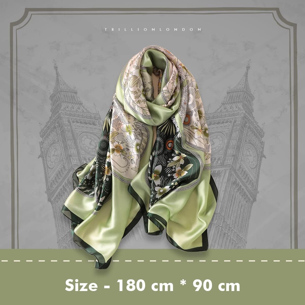 Thumbnail 5 de Trillion London Spring Collection Silk Scarf – Lightweight, Designer Silk for Everyday Style