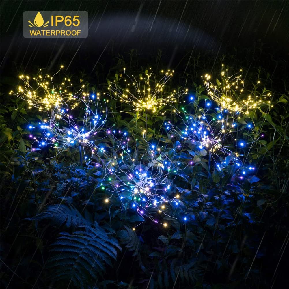 Detalle 2 de Joysing Luci Solari Esterno 4 Pezzi 120LED – Lucine da Fuochi d'artificio con Telecomando Impermeabili IP65
