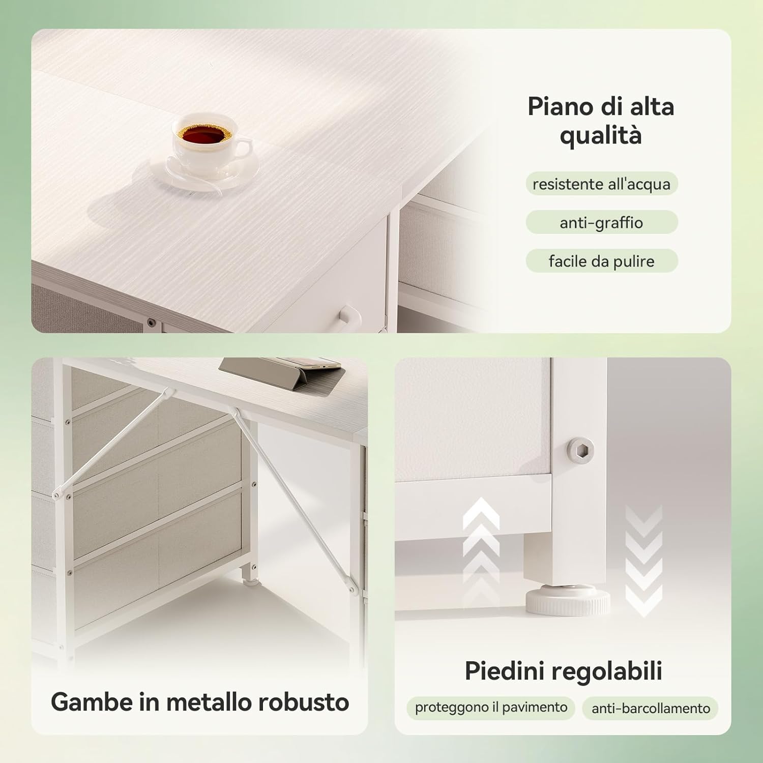 Thumbnail 5 de Coleshome Scrivania 140x48cm 8 cassetti