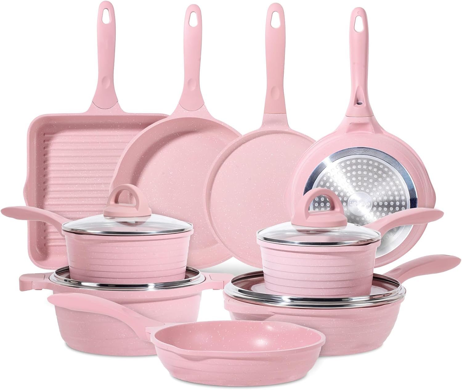 Detalle de JEETEE Pink 23pc Nonstick Cookware Set