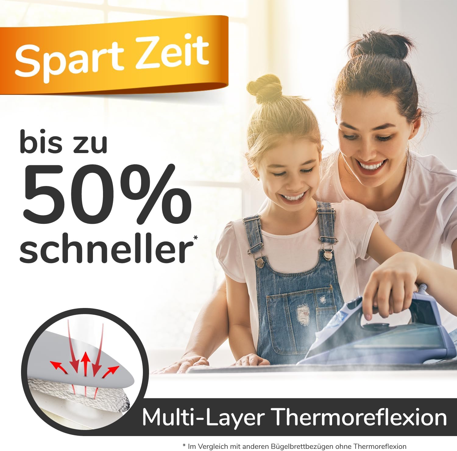 Thumbnail 6 de Super Soft Turbo-Bügelbrettbezug 140x40 (Made in Germany) – ÖKOTEX Baumwoll-Polsterung mit Thermoreflexion