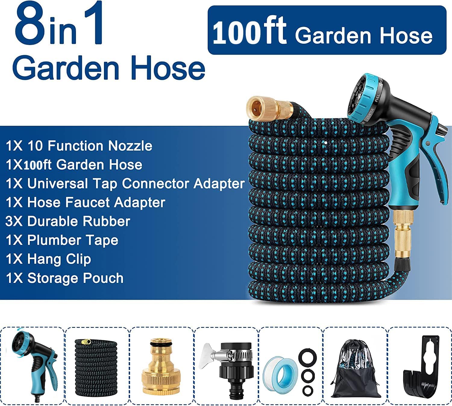Thumbnail 1 de Garden Hose 100FT Retractable Hose with 3/4" Fitting and 16mm Universal Adapter