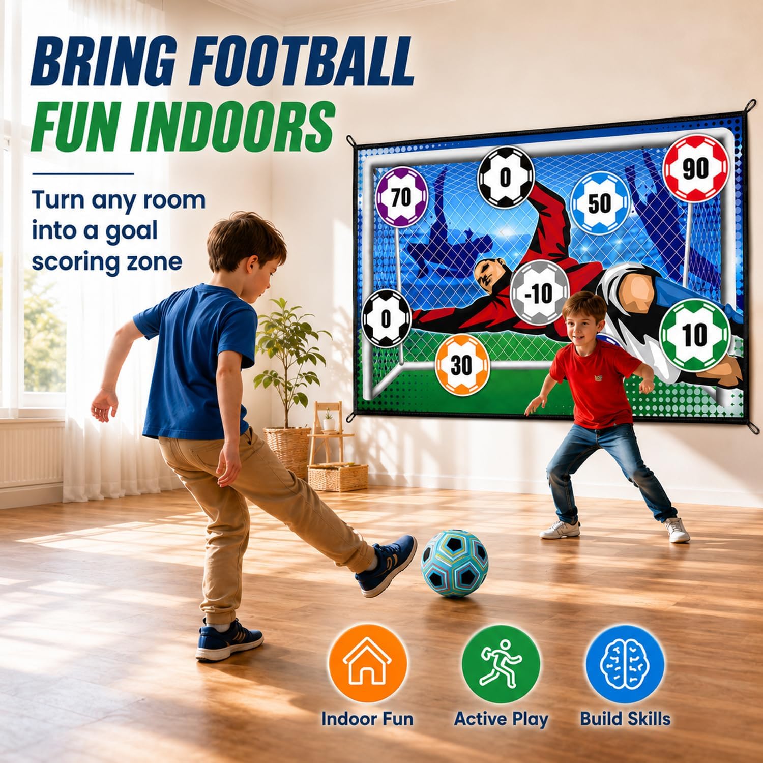 Thumbnail 2 de Kids 2-in-1 Soccer Ball & Sandbag Throwing Game Set with Velcro Balls and Foldable Flannel Goals