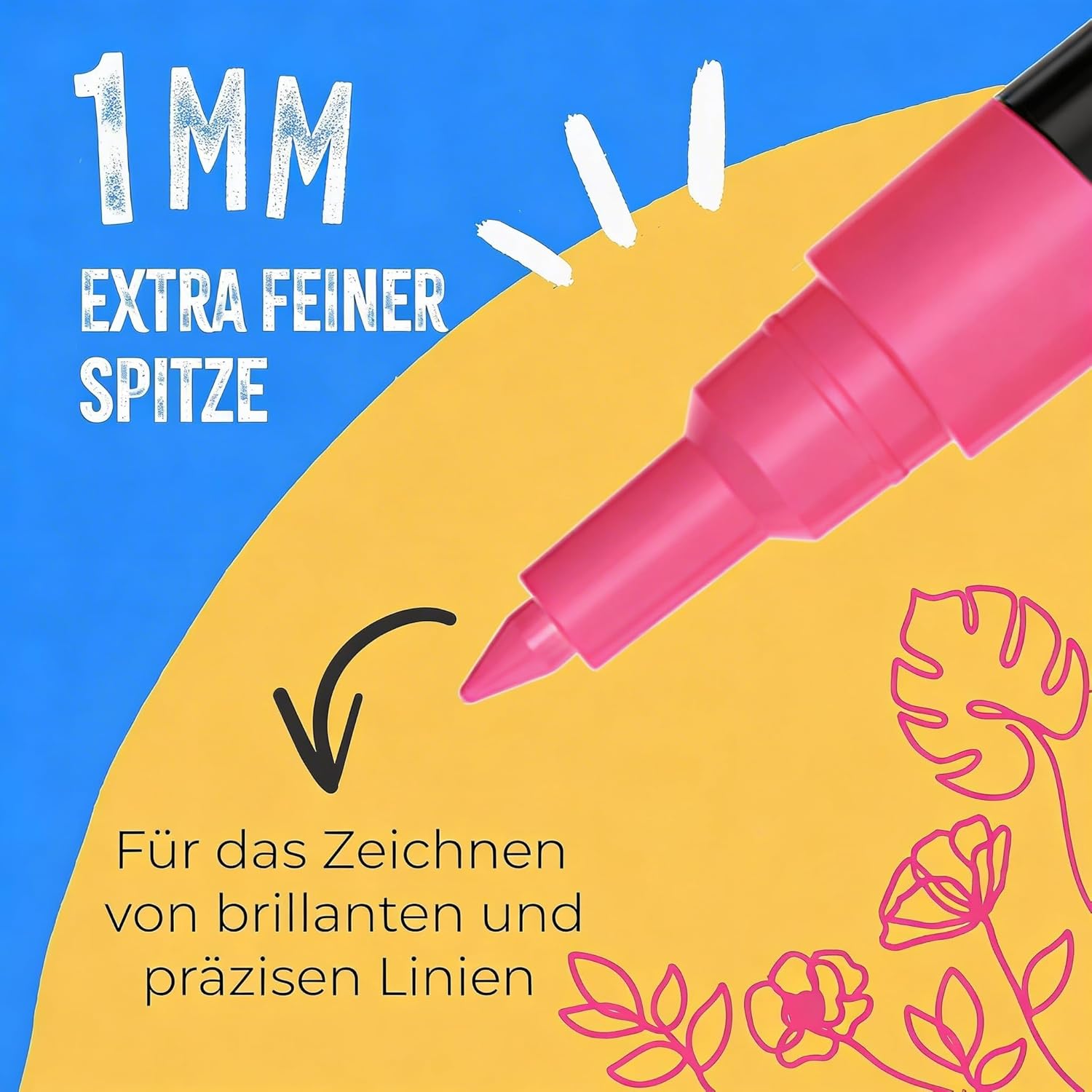 Thumbnail 2 de Chalkola 21 Kreidestifte für abwischbare Fenster- und Tafelbilder (21 Stifte, 1 mm) – Kreidemarker & Glasstifte