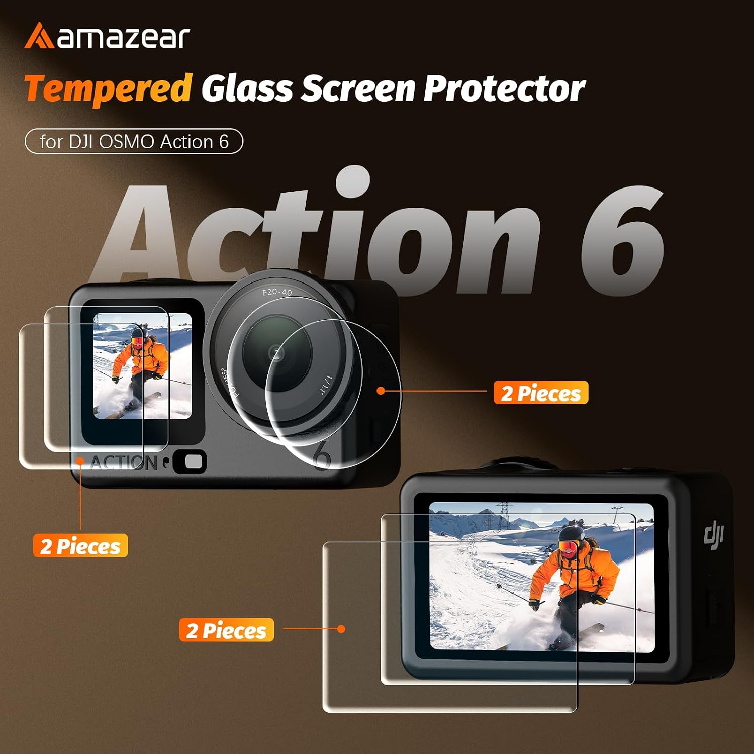 Detalle 2 de AMAZEAR Objektivschutzfolie für DJI Osmo Action 6