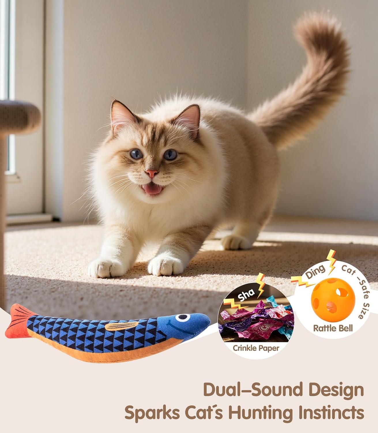 Thumbnail 3 de PetBusy Cat Kicker Toy with Catnip, Silvervine, Crinkle and Rattle