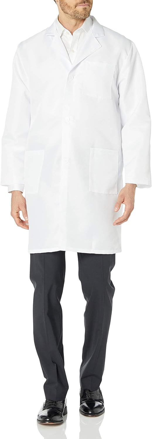 Thumbnail 1 de VOGRYE Men's White Lab Coat with 3 Pockets, 65/35 Blend, 41-Inch Length