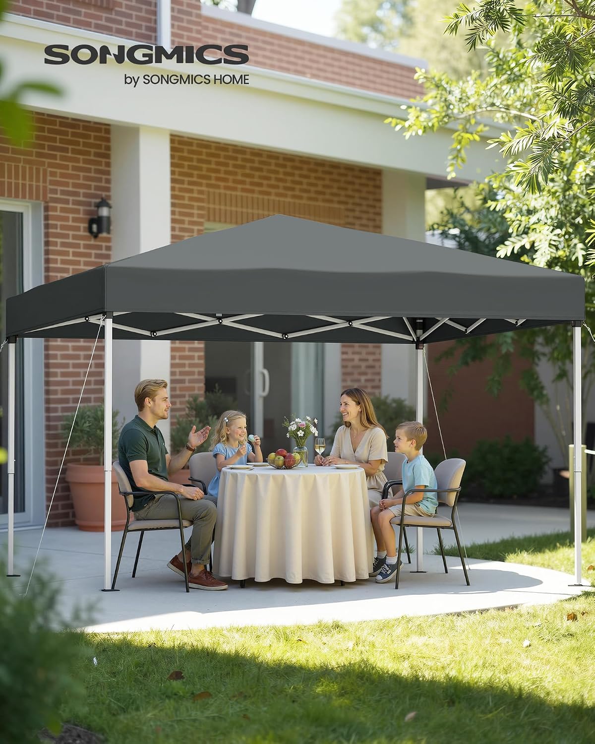 Detalle 2 de SONGMICS Pavillon 3 x 3 m (GCT104GZ01) mit Seitenwänden – faltbar & transportabel, dunkelgrau