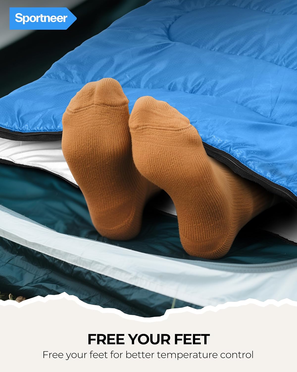 Thumbnail 6 de Sportneer 3-Season Sleeping Bag with Compression Sack, Two-Way Zipper