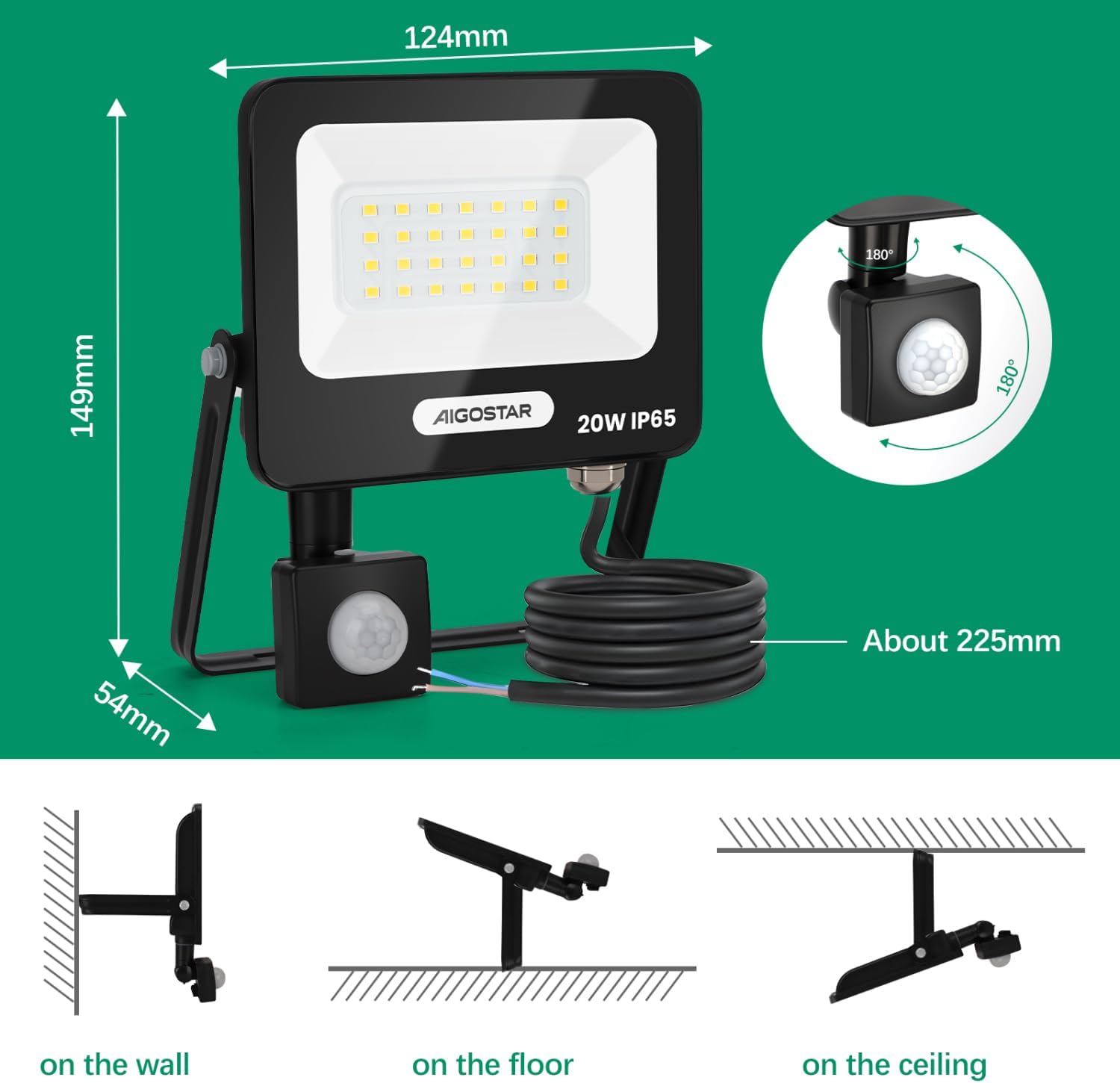 Thumbnail 5 de Aigostar Faretto LED 20W per esterni