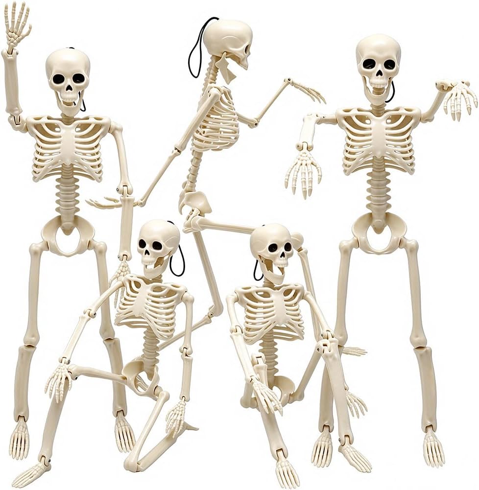 Detalle de WODMAZ LXZW-WSJGJ 16-Inch Posable Halloween Skeletons, 5-Pack
