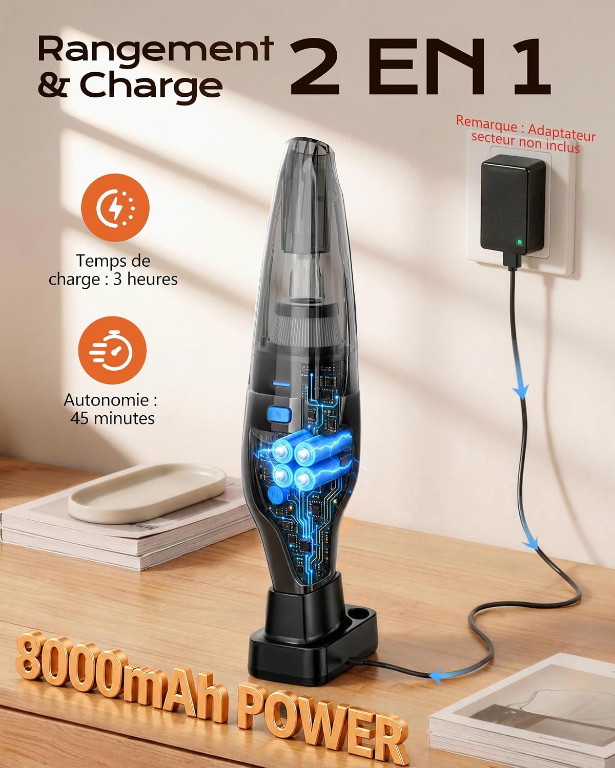 Thumbnail 2 de Topipop Aspirateur à main avec station de charge et filtre HEPA lavable