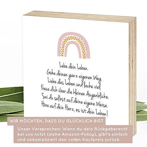 Thumbnail 7 de Wunderpixel® Holzbild „Lebe Dein Leben“ mit Regenbogen aus Birkenholz, 15 × 15 × 2 cm