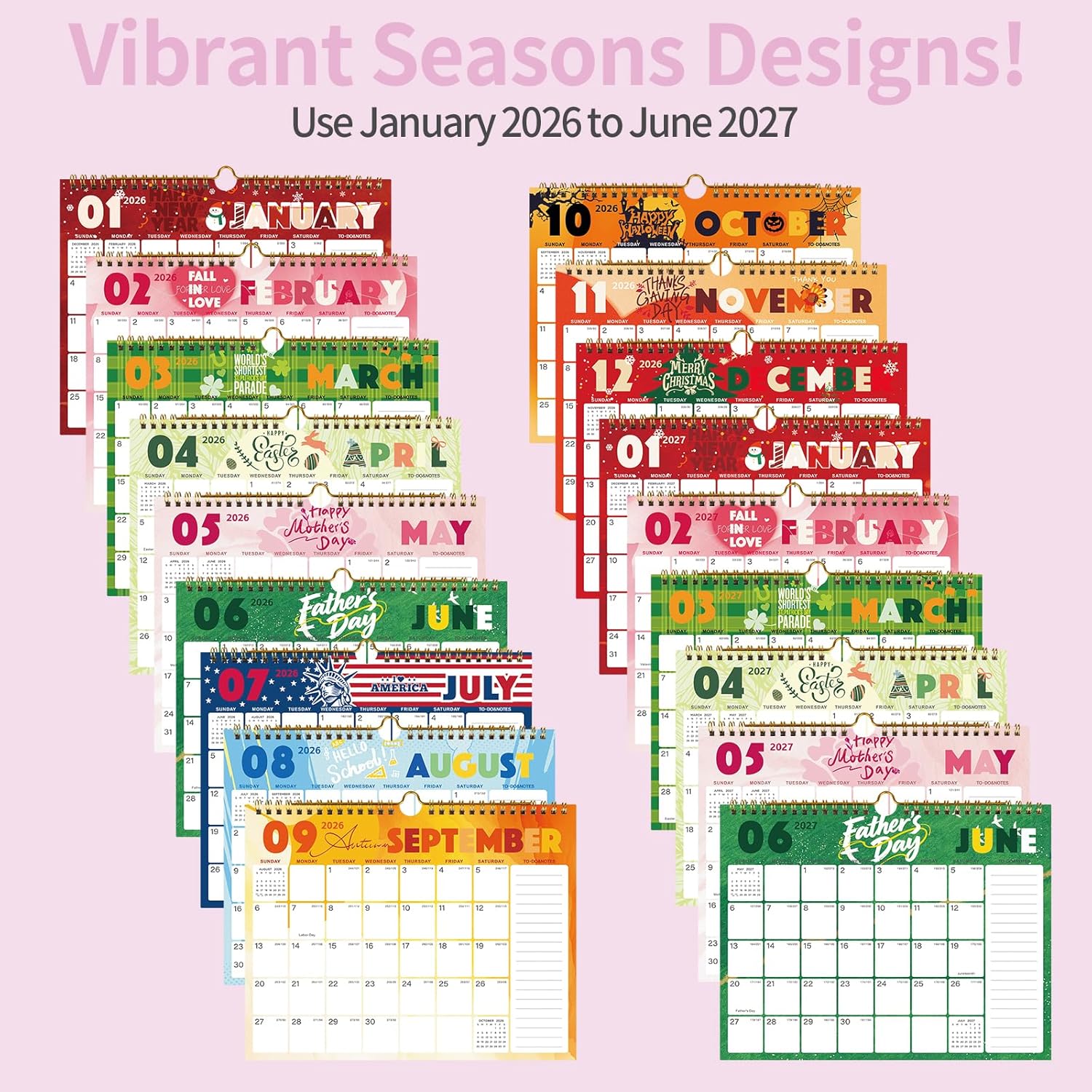 Thumbnail 3 de 2026-2027 Wall Calendar 18-Month Large Ruled Blocks 📅