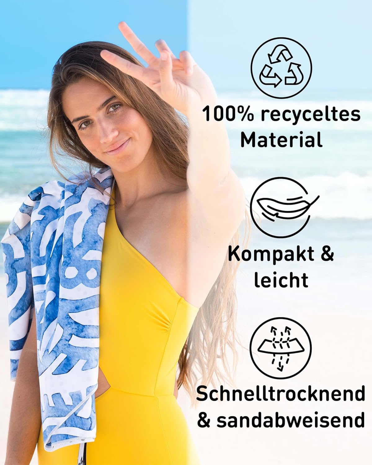 Detalle 2 de Fit-Flip Strandtuch XXL aus Mikrofaser – leicht, schnelltrocknend und recycelt (Boho 160x90 cm)