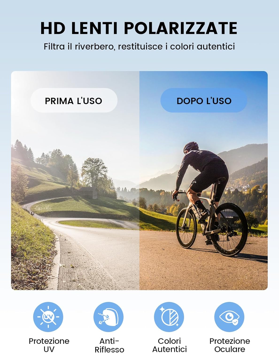 Detalle de Lamicall Occhiali da Sole Ciclismo Polarizzati: leggerezza, comfort e visione nitida