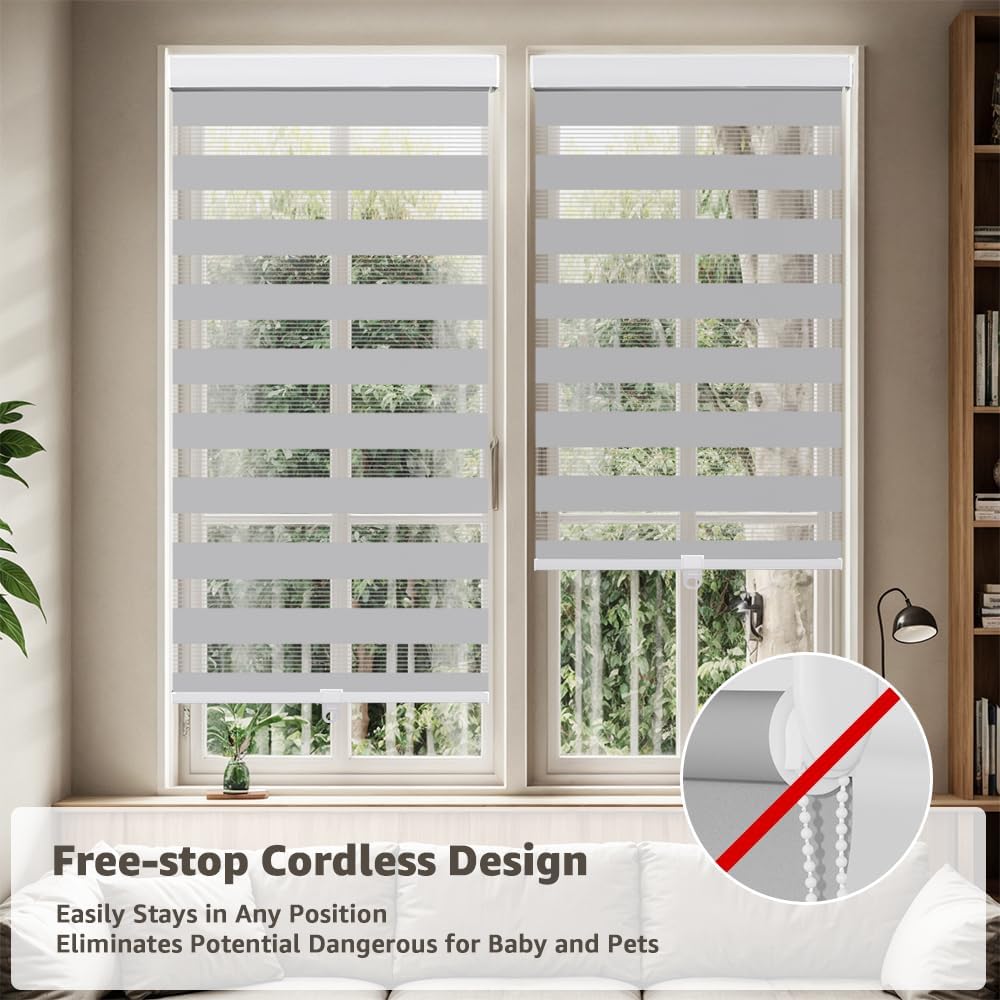 Detalle de SEEYE Cordless Zebra Blinds 36 x 90 in