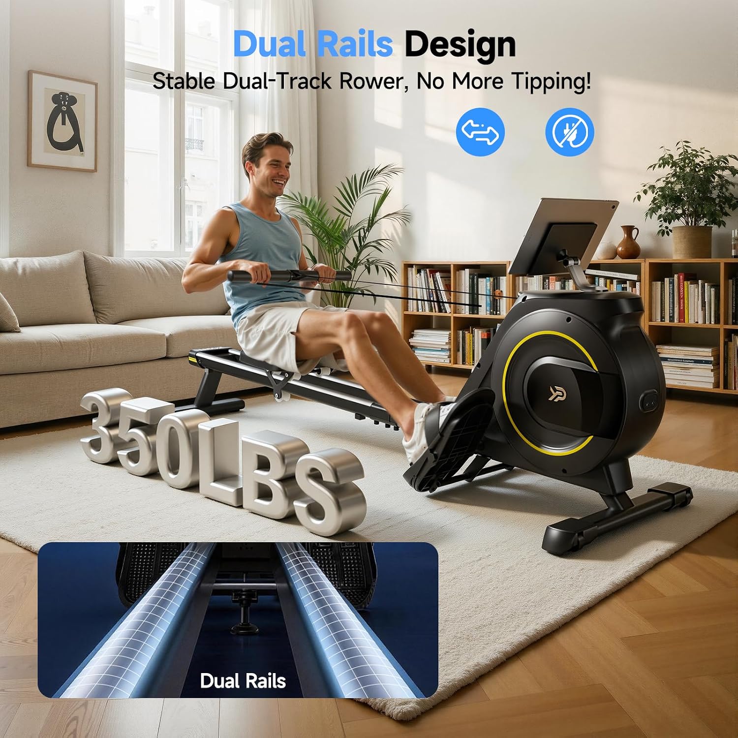 Thumbnail 6 de YPOO V1Power(RM931F) Magnetic Rowing Machine, Foldable, 350 lb Capacity