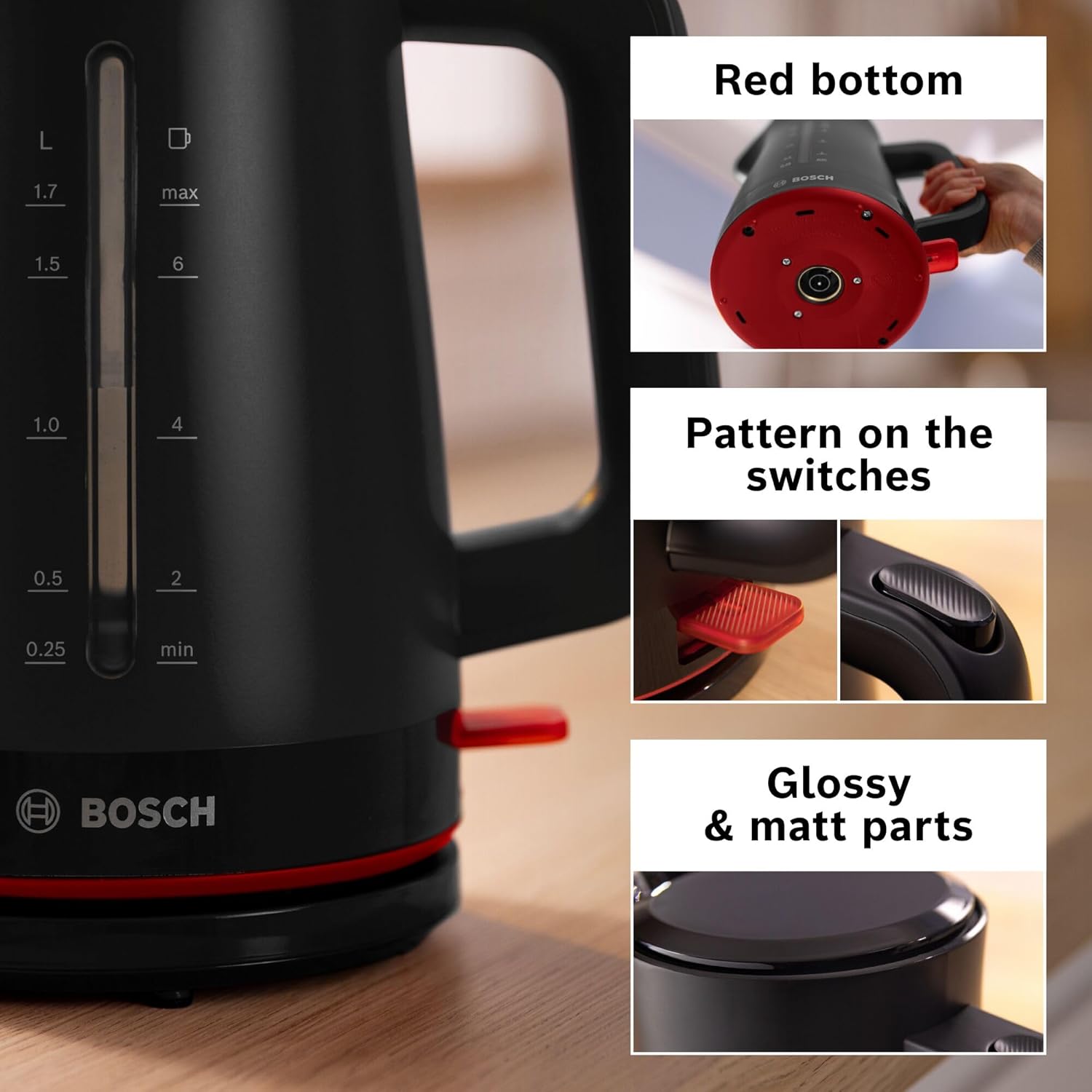 Thumbnail 4 de Bosch MyMoment Infuse TWK3M123GB cordless electric kettle (1.7 L, fast boil) in black