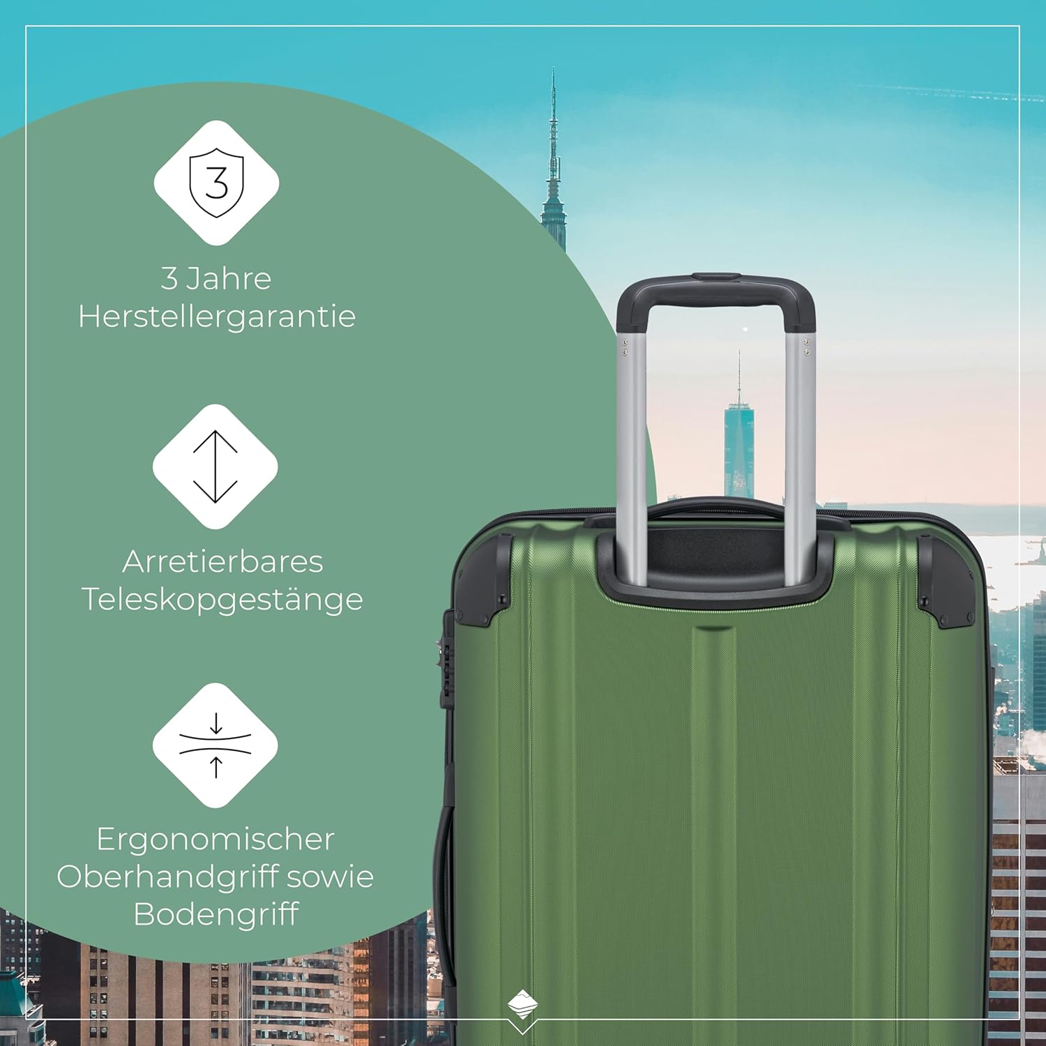 Detalle 2 de Travelite Hartschalenkoffer „Hartschalenkoffer mittelgroß“ mit Dehnfalte, 4 Rollen und TSA-Schloss (68 cm, 78–86 Liter)