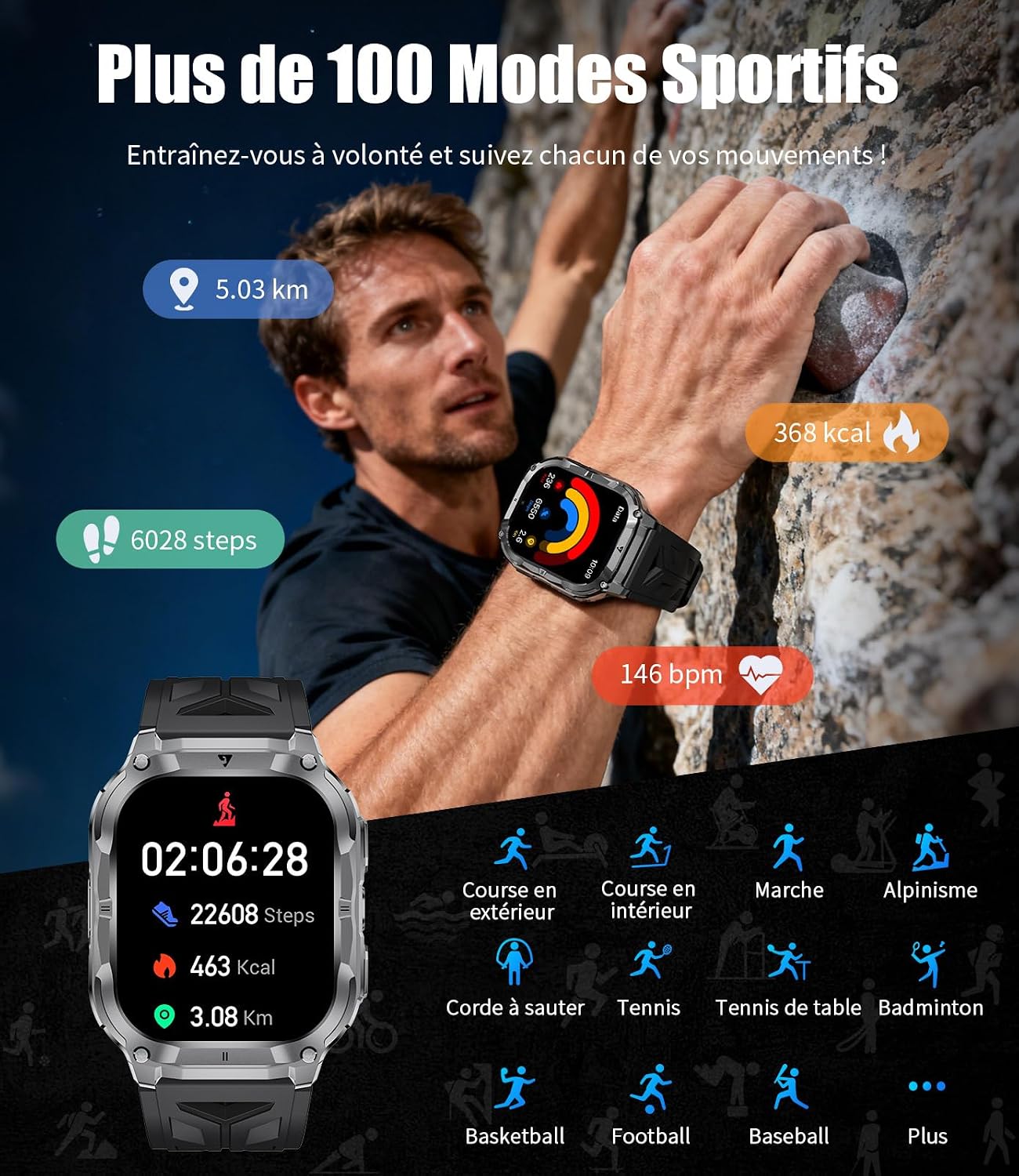 Thumbnail 4 de LIGE Montre connectée 2,0" Homme