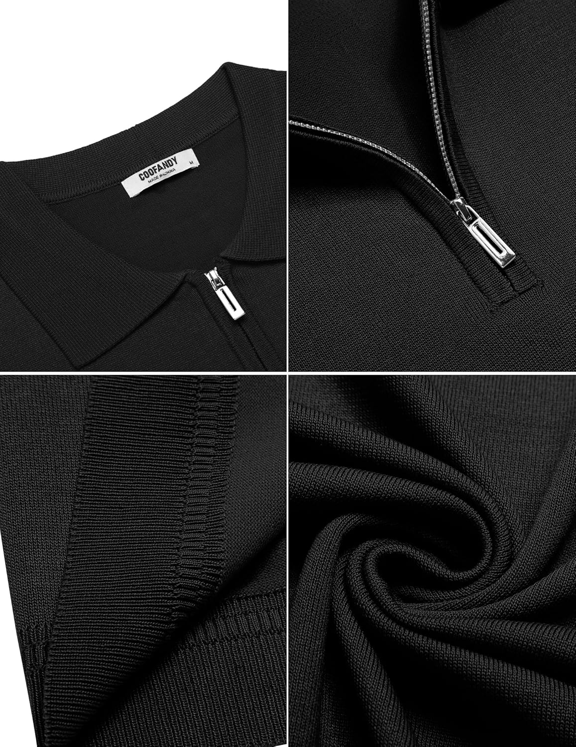 Thumbnail 3 de Polo zippé COOFANDY à manches courtes pour homme – tricot frais, idéal été et golf
