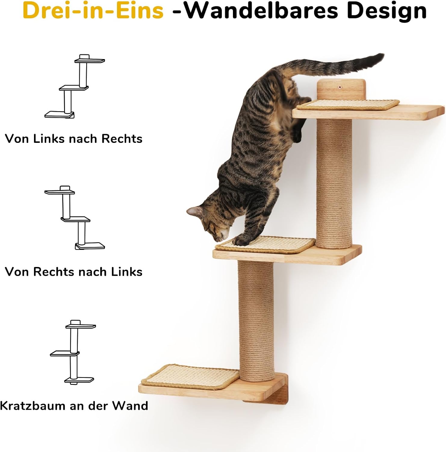 Thumbnail 1 de FUKUMARU Kletterwand Katzen 3‑in‑1 Wandregal