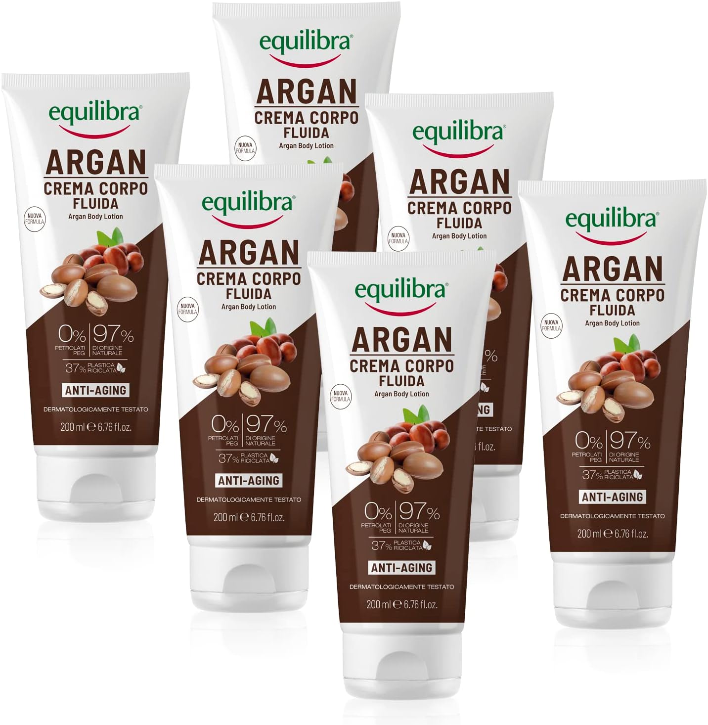Detalle de Equilibra Argan Crema Fluida Corpo – Confezione da 6 x 200 ml