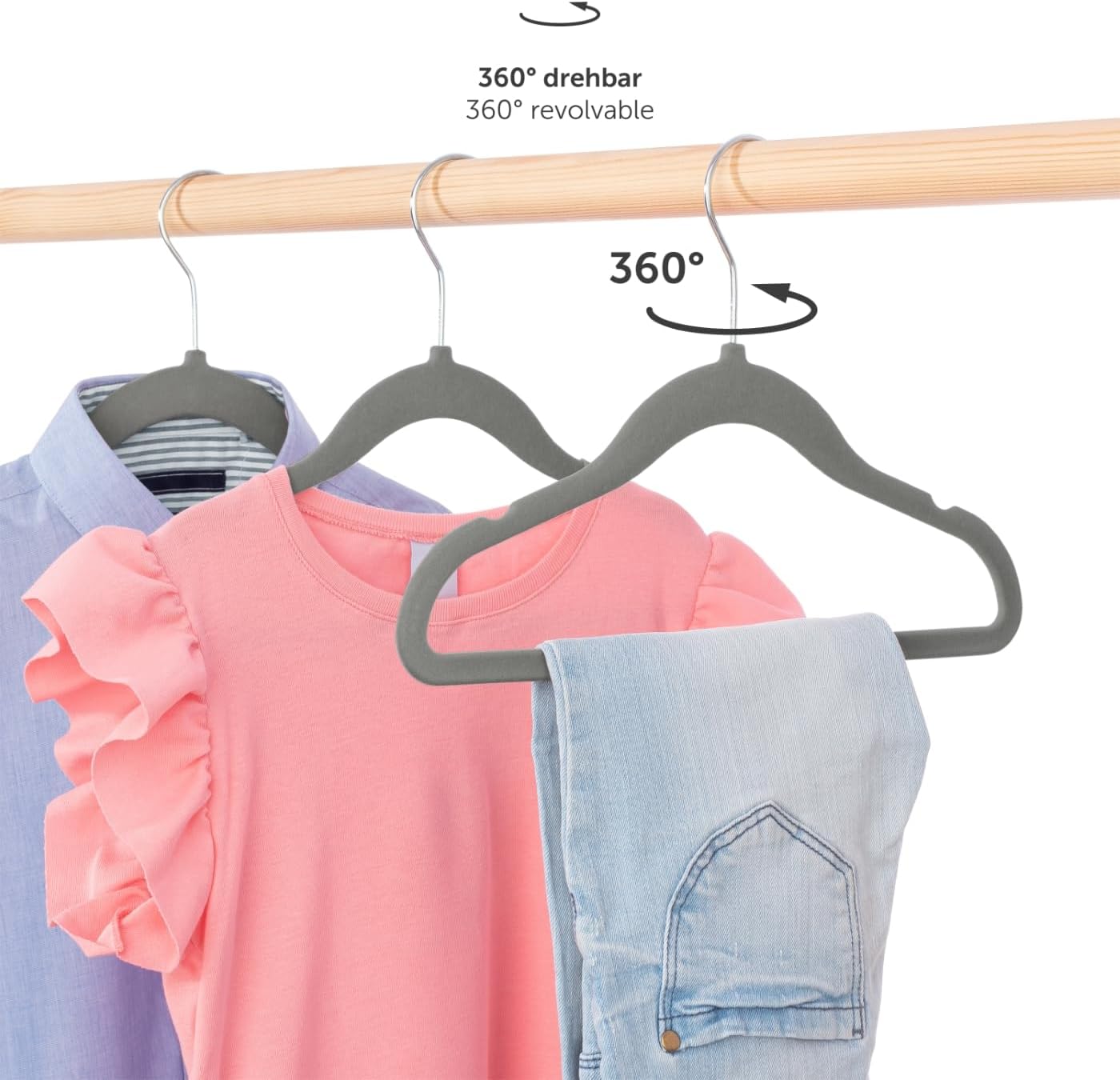 Thumbnail 2 de Laleni lot de 50 cintres antidérapants pour enfants avec housse en velours gris