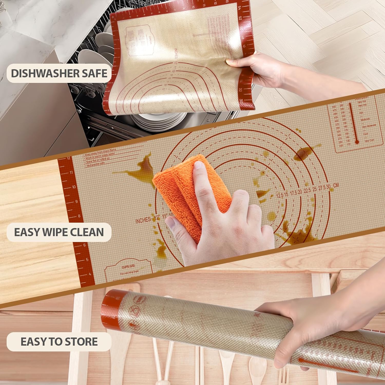 Thumbnail 3 de Silicone Baking Mat 24" x 16" nonstick baking sheet 🍽