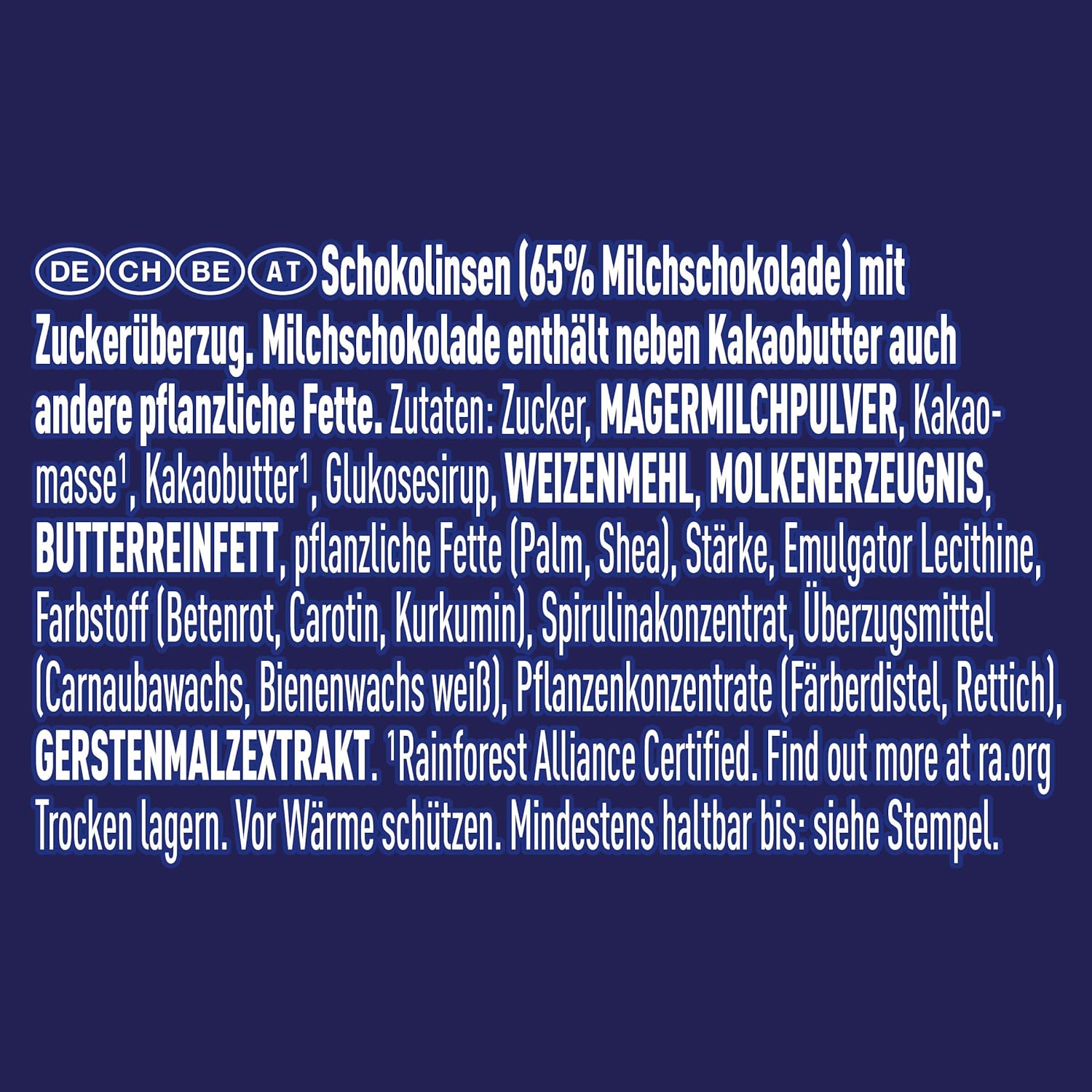 Detalle de SMARTIES Mini Mix-in – Kleine knusprige Pastillen mit Milchschokoladen-Geschmack, 500 g