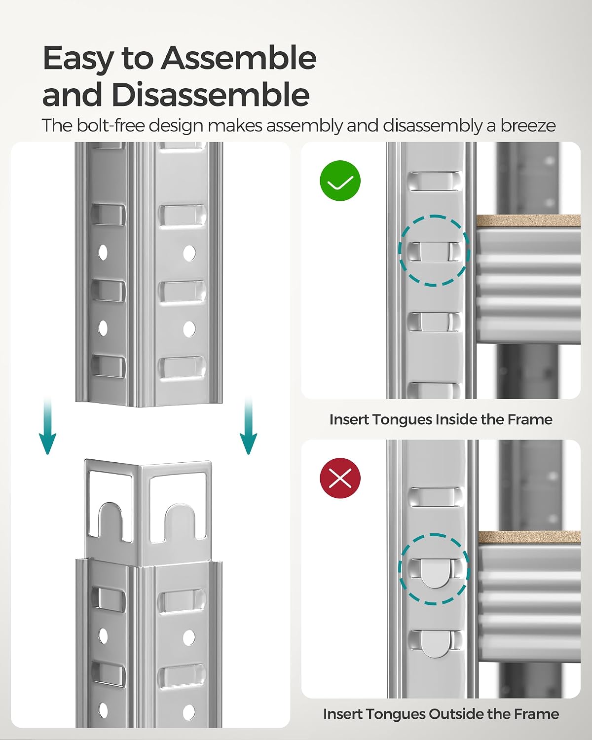 Thumbnail 5 de SONGMICS 5-Tier Heavy-Duty Shelving Units (Set of 2) – Boltless Steel Shelves for Garage and Shed