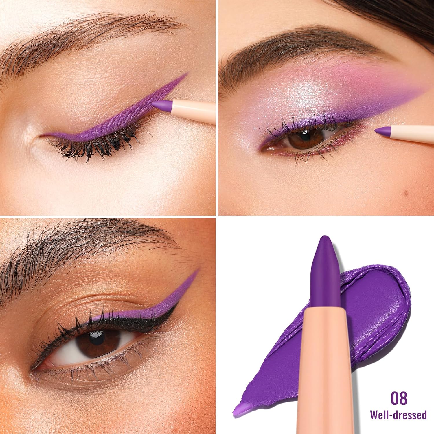 Detalle de Oulac Matita Occhi Waterproof Eyeliner Viola Mat Girevole (Vegan) 08 Well-dressed