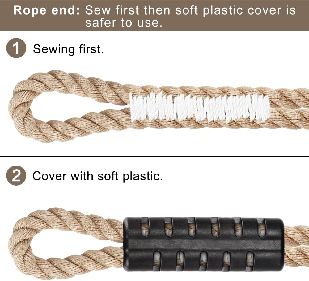 Detalle 2 de BeneLabel 2pcs Tree Swing Rope & Hammock Hanging Strap Kit (100cm) with Hook – Off-White