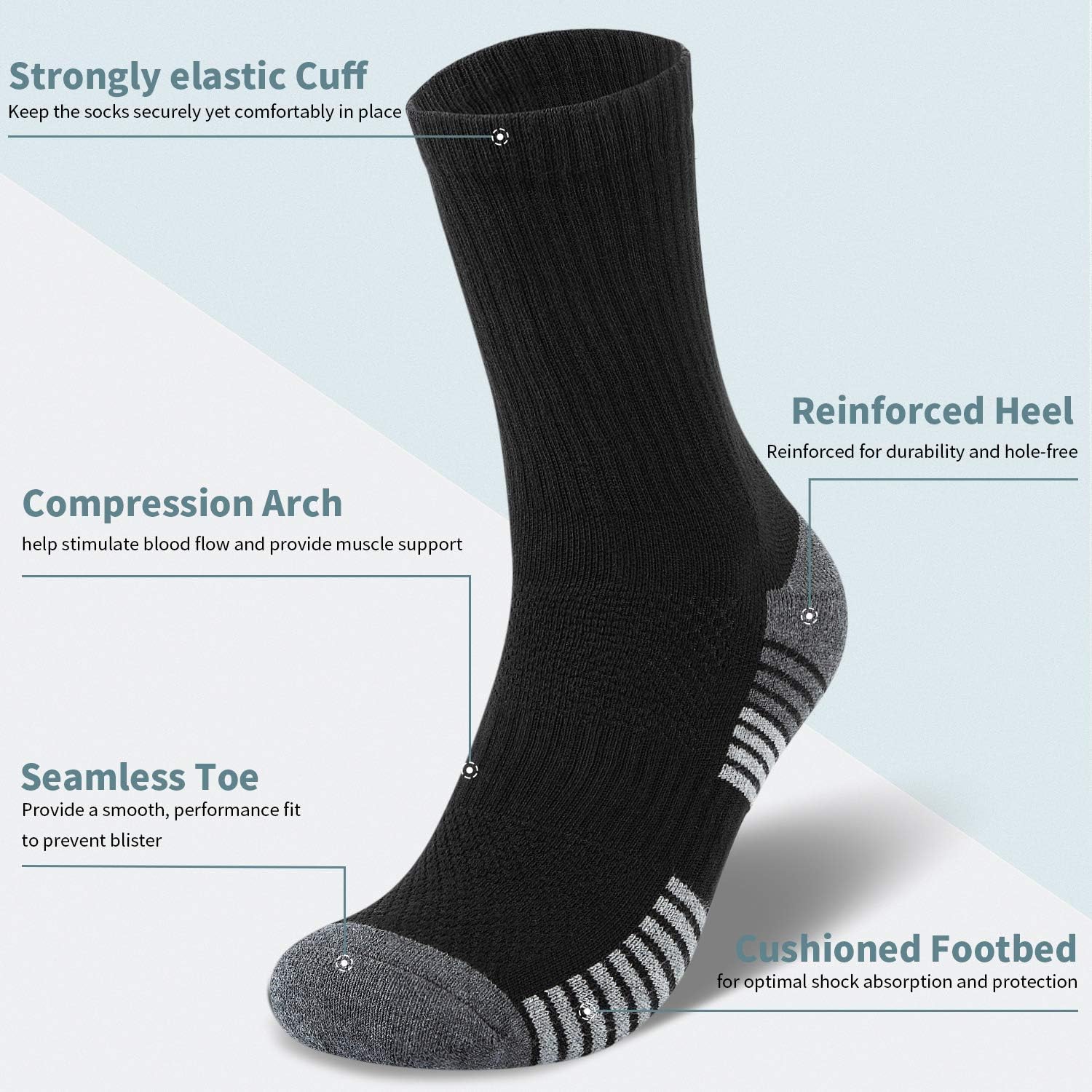 Detalle 2 de Coskefy sports socks, 6 pairs thick cushion