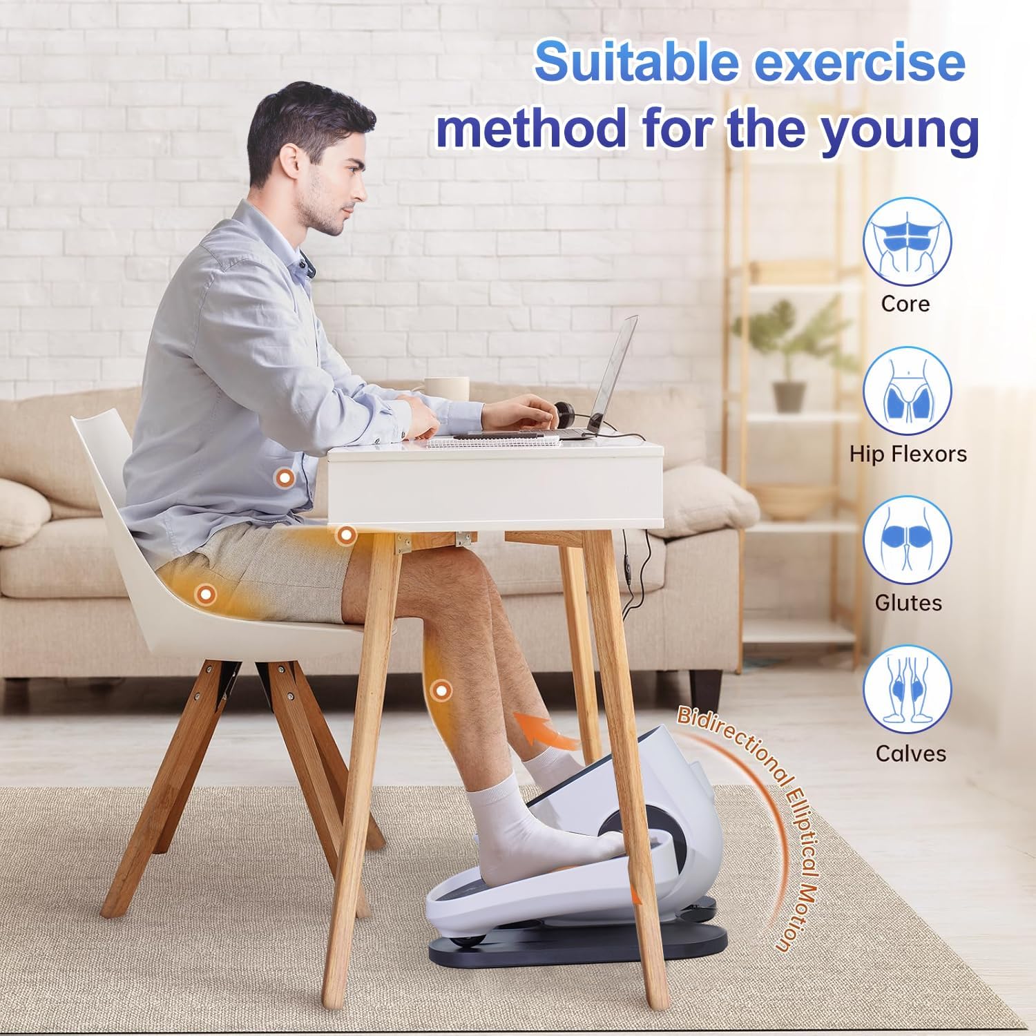 Detalle de Under Desk Elliptical Machine with Remote: Quiet, Motorized Seated Pedal Exerci se for Home Office