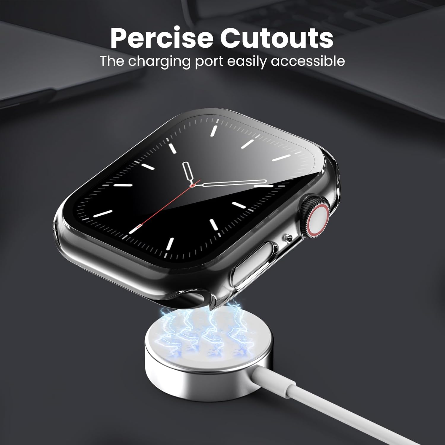 Detalle de Delidigi 40mm Apple Watch Screen Protector Case — 3 Pack Hard PC with Tempered Glass, for SE3/SE2/Series 6/5/4/SE